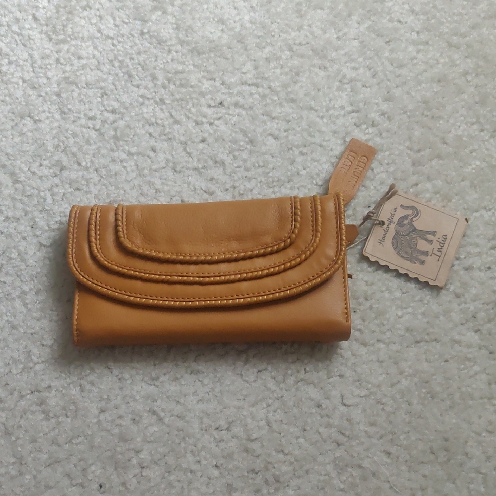 New!Y2K INDIA ENVELOPE TWOFOLD WALLET LEATHER Mustard Leather Wallet Vintagecore